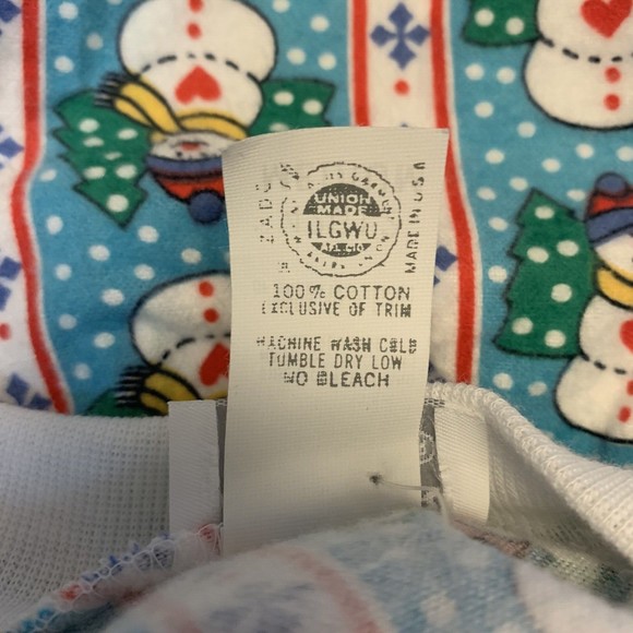 VTG Jennifer Dale Snowman One Piece Pajamas Drop Seat M NEW NOS Union Made USA - Picture 8 of 10
